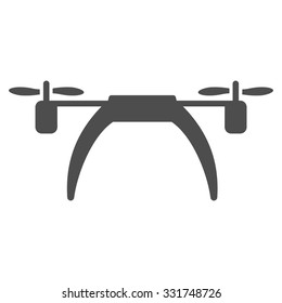 Copter vector icon. Style is flat symbol, gray color, rounded angles, white background.