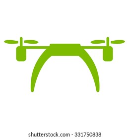 Copter vector icon. Style is flat symbol, eco green color, rounded angles, white background.