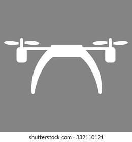 Copter vector icon. Style is flat symbol, white color, rounded angles, gray background.