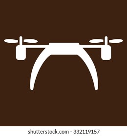 Copter vector icon. Style is flat symbol, white color, rounded angles, brown background.