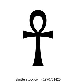 Coptic cross Ankh. Ancient Egyptian religious symbol. The key of life. Monochrome vector illustration isolated on white background