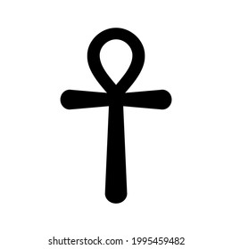 Coptic cross Ankh. Ancient Egyptian religious symbol. The key of life. Monochrome vector illustration isolated on white background