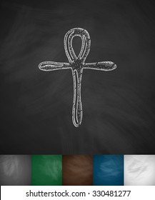 Coptic Cross Ankh icon. Hand drawn vector illustration. Chalkboard Design