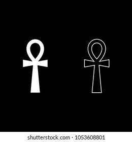 Coptic cross Ankh icon set white color