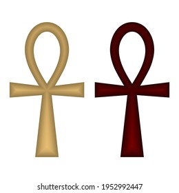 Coptic Cross Ankh Icon Vector Illustration. Egyptian Cross Religious Symbol. Ancient Egyptian Symbol Of Life Ankh
