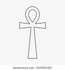 Icono de la línea de Ankh de la cruz copta. Ilustración vectorial