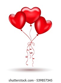 Copula of red gel balloons in the shape of a heart