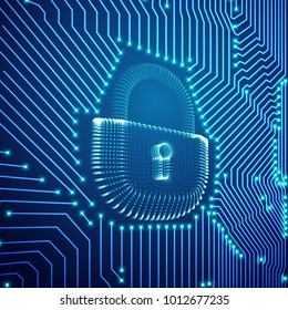 Coputer internet cyber security background. Cyber crime vector illustration. digital lock