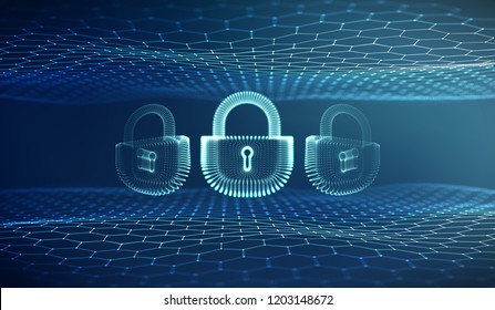 Coputer internet cyber security background. Cyber crime vector illustration. digital lock