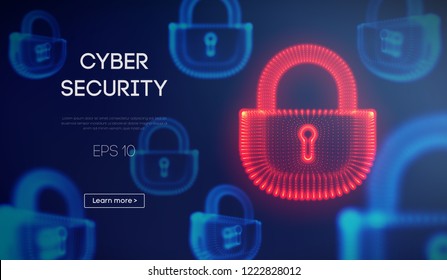 Coputer Internet Cyber Security Background. Cyber Crime Vector Illustration. Digital Lock Vector Illustration EPS 10.