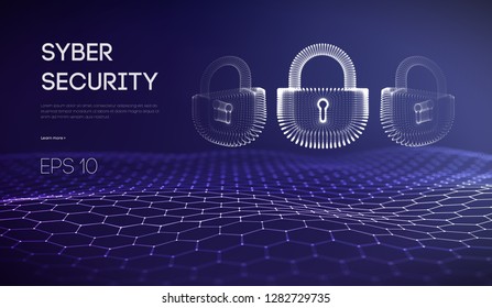 Coputer Internet Cyber Security Background. Cyber Crime Vector Illustration. Digital Lock Vector Illustration EPS 10.