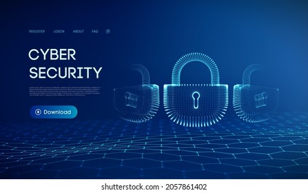 Coputer Internet Cyber Security Background. Cyber Crime Vector Illustration. Digital Lock Vector Illustration EPS 10.