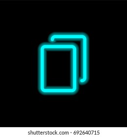 Copy blue glowing neon ui ux icon. Glowing sign logo vector