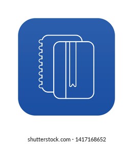 Copy book icon blue vector isolated on white background