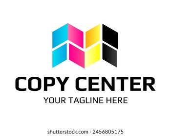 Copy center emblem. Digital print logo design template. Typography modern sign. Polygraphy and print factory. Express press and photocopy.
