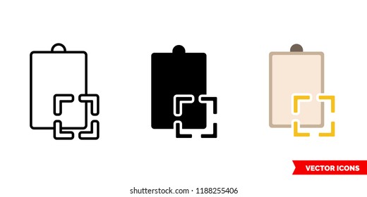 Copy to clipboard icon of 3 types: color, black and white, outline. Isolated vector sign symbol.