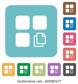 Copy component white flat icons on color rounded square backgrounds