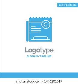 Copy, Copyright, Restriction, Right, File Blue Solid Logo Template. Place for Tagline