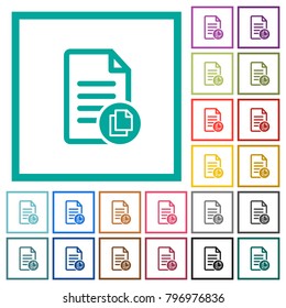 Copy document flat color icons with quadrant frames on white background