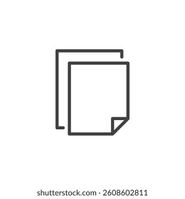 Copy document line icon. linear style sign for mobile concept and web design. Two overlapping documents outline vector icon. Duplicating data symbol, logo illustration. Vector graphics