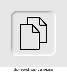 Copy, document simple icon vector. Flat design. Neumorphism design.ai