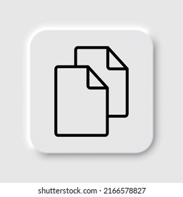 Copy, document simple icon vector. Flat design. Neumorphism design.ai