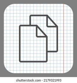 Copy, document simple icon vector. Flat design. On graph paper. Grey background.ai