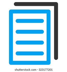 Copy Document vector icon. Style is bicolor flat symbol, blue and gray colors, rounded angles, white background.