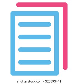 Copy Document vector icon. Style is bicolor flat symbol, pink and blue colors, rounded angles, white background.