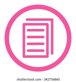 Copy Document vector icon. Style is flat rounded symbol, pink color, rounded angles, white background.
