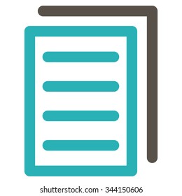 Copy Document vector icon. Style is bicolor flat symbol, grey and cyan colors, rounded angles, white background.