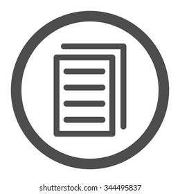 Copy Document vector icon. Style is flat rounded symbol, gray color, rounded angles, white background.