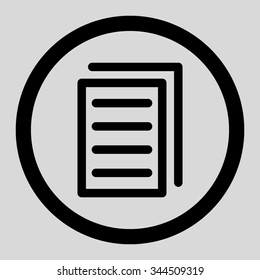 Copy Document vector icon. Style is flat rounded symbol, black color, rounded angles, light gray background.