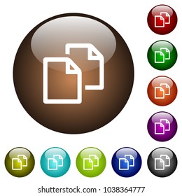 Copy document white icons on round color glass buttons