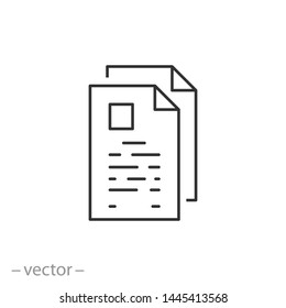 copy documents icon, paper blank copy, thin line symbol for web and mobile phone on white background - editable stroke vector illustration eps10