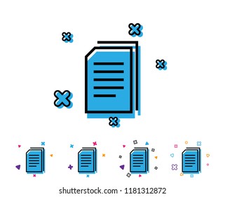 Copy Documents line icon. Copying Files sign. Paper page concept symbol. Line icon with geometric elements. Bright colourful design. Vector