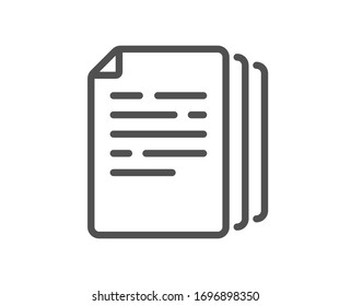 Copy documents line icon. Doc file duplicates sign. Office note symbol. Quality design element. Editable stroke. Linear style copy documents icon. Vector