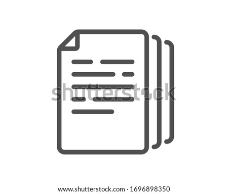 Copy documents line icon. Doc file duplicates sign. Office note symbol. Quality design element. Editable stroke. Linear style copy documents icon. Vector