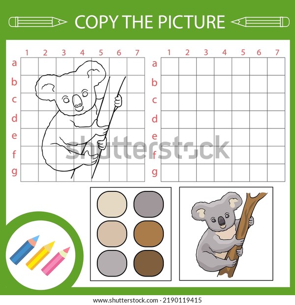 Copy Drawing Koala Kids Worksheet Activity: เวกเตอร์สต็อก (ปลอดค่า ...