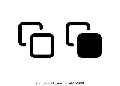 Copy and Duplicate Icons in Black Outline Vector.