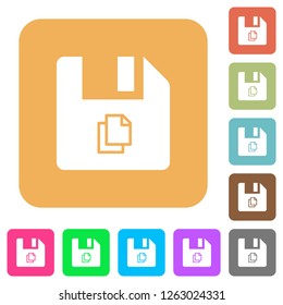 Copy file flat icons on rounded square vivid color backgrounds.
