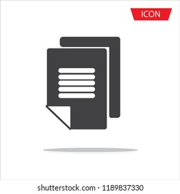 Copy file icon. Duplicate document symbol isolated on white background.