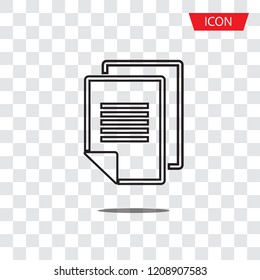 Copy file icon. Duplicate document symbol isolated on white background.