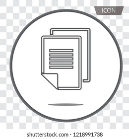 Copy file icon. Duplicate document symbol isolated on white background.
