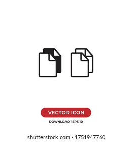 Copy file icon vector. Duplicate sign, copy text symbol.