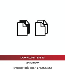 Copy file icon vector. Duplicate sign, copy text symbol.