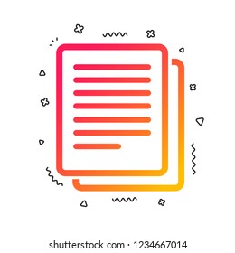 Copy file sign icon. Duplicate document symbol. Colorful geometric shapes. Gradient copy icon design.  Vector