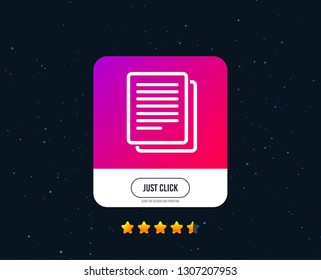 Copy file sign icon. Duplicate document symbol. Web or internet icon design. Rating stars. Just click button. Vector