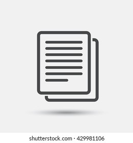 Copy file sign icon. Duplicate document symbol. Flat copy web icon on white background. Vector