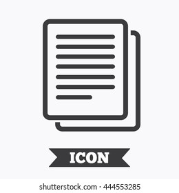 Copy file sign icon. Duplicate document symbol. Graphic design element. Flat copy symbol on white background. Vector
